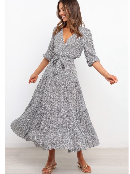 Petal & Pup Dresses & Skirts - Petal & Pup Hadyn Black and White Faux Wrap Maxi Dress